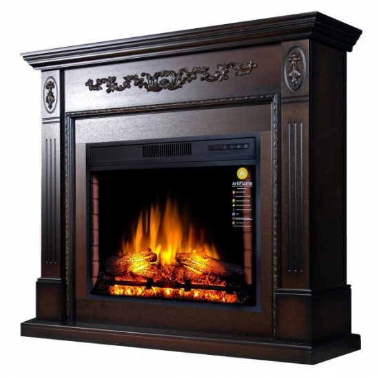 Electric fireplace with portal ArtiFlame SOHO AF28S MAHOGON BROWN ANTIQUE (with sound)