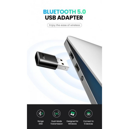  Bluetooth-адаптер UGREEN USB Bluetooth 5.0 передатчик для компьютера, ноутбука Black (US390)