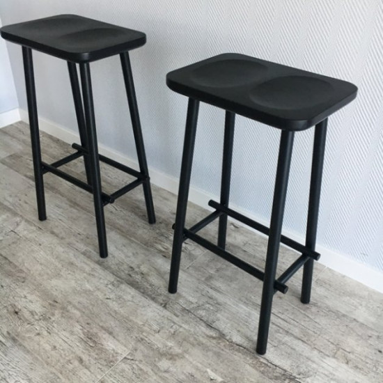 Bar stool XO, Mebelitoff, base metal color - black, seat wood color - black