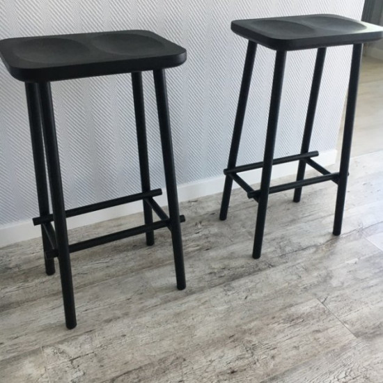 Bar stool XO, Mebelitoff, base metal color - black, seat wood color - black