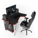 Gaming table ZEUS IGROK-3L, black/red with LED backlight