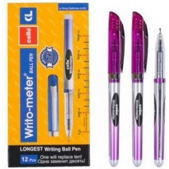 Set of Cello Writometer pens 0.5mm ballpoint, 12 pcs. purple