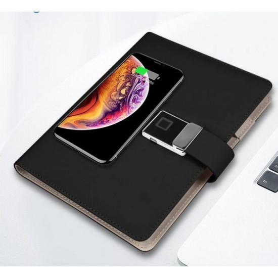 Reusable notepad with Touch ID Lockbook with wireless charging and USB flash drive