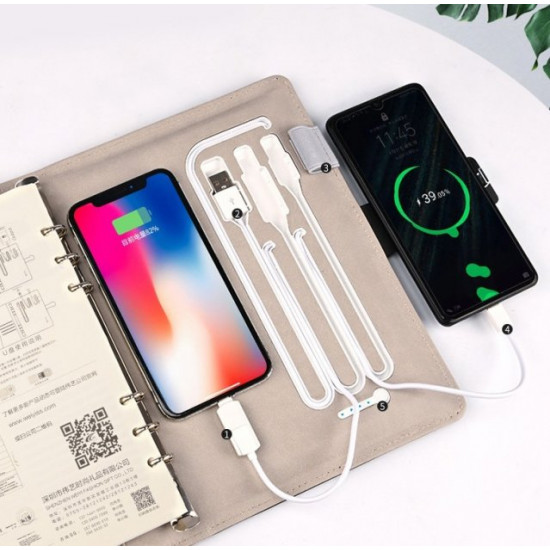 Reusable notepad with Touch ID Lockbook with wireless charging and USB flash drive