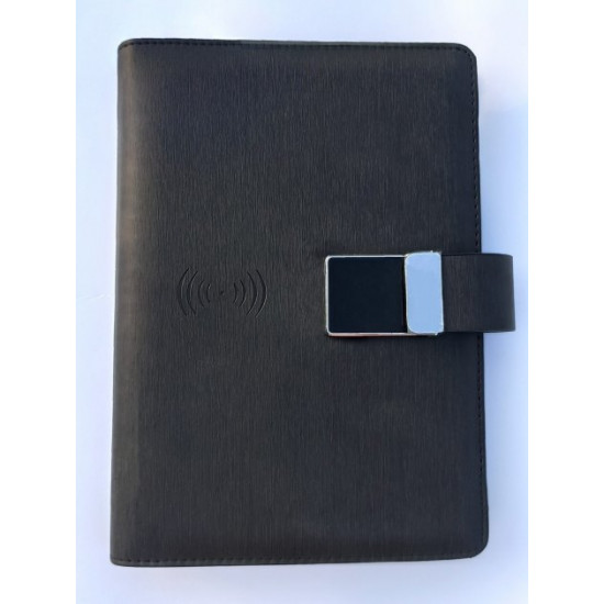 Business Powerbank notepad with digital lock + wireless charging and USB flash drive