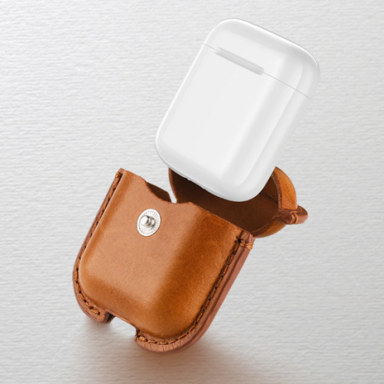  Кожаный чехол Primo Hook для наушников Apple AirPods / AirPods 2019 - Light Brown