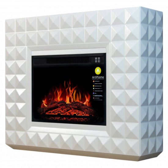 Electric fireplace with portal ArtiFlame DIAMOND AF23S WHITE BIANCO (with sound)