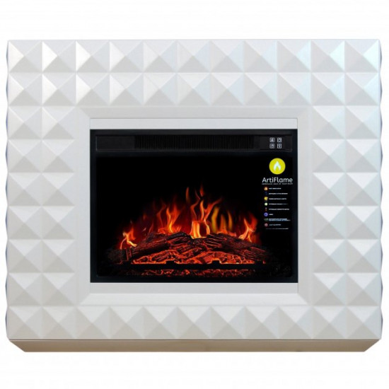 Electric fireplace with portal ArtiFlame DIAMOND AF23S WHITE BIANCO (with sound)