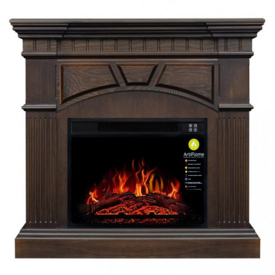 Electric fireplace with portal ArtiFlame YORK AF23S MAHOGON BROWN ANTIQUE (with sound)