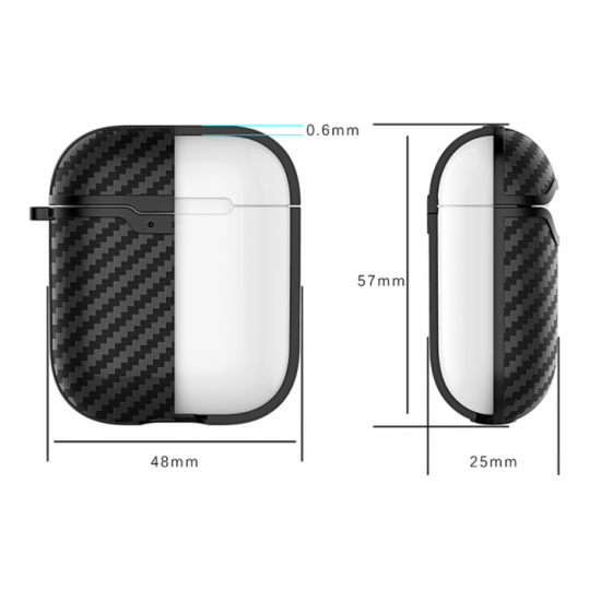  Силиконовый чехол Primo Carbon Fiber для AirPods 2 - Black