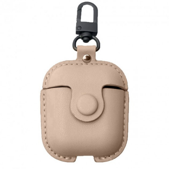  Кожаный футляр Leather bag для наушников AirPods Бежевый