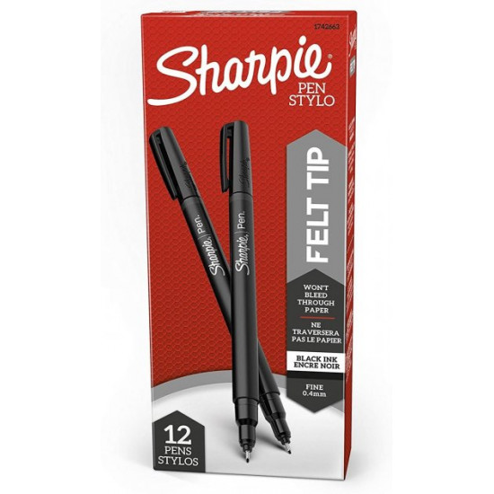 Set of liners Sharpie Felt Tip Pens, Fine Point 0.4 mm 12 pcs. (1742663)