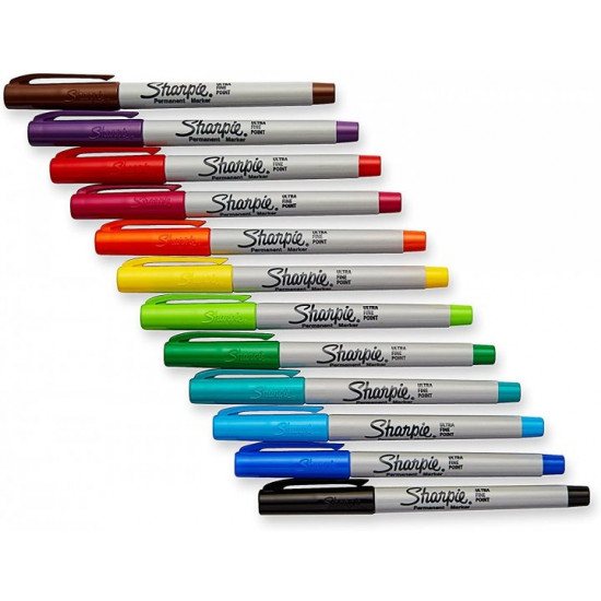 Markers permanent liners Sharpie Permanent Markers, Ultra Fine Point 12 pcs. (37175PP)