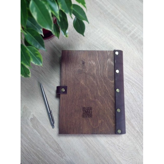 Notebook Plan 2019 in a combination of wood and leather (Notebook Plan 0064)