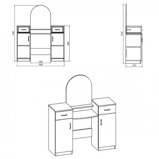 Dressing table-2 for the bedroom Companit Oak Sonoma