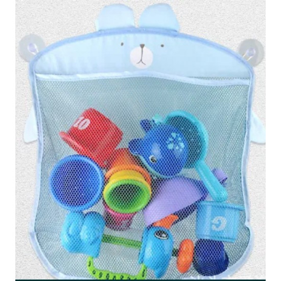 Bathroom mesh for storing toys with a suction cup for children 39x35 cm (587737273) Blue (Teddy Bear)