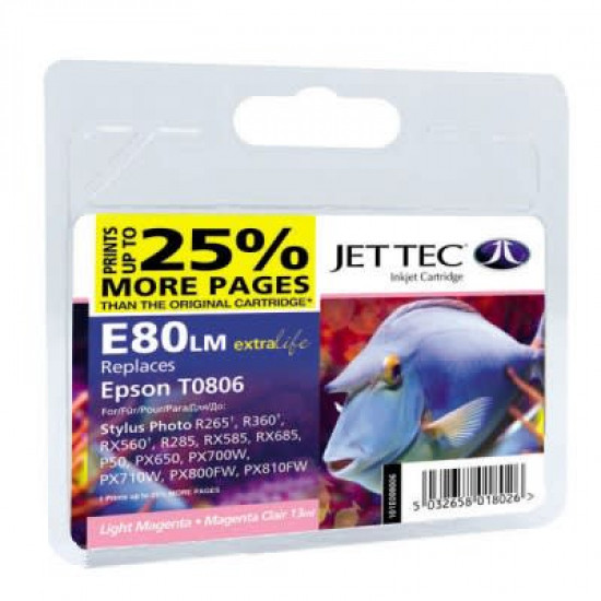  Картридж для Epson T0806 Light Magenta C13T08064010 JetTec Light Magenta 110E008006