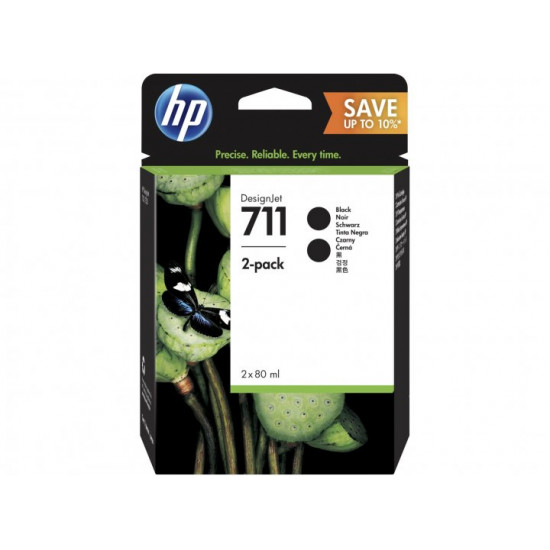 Cartridge for HP Designjet T120 HP 2 x 711 80ml Black P2V31A