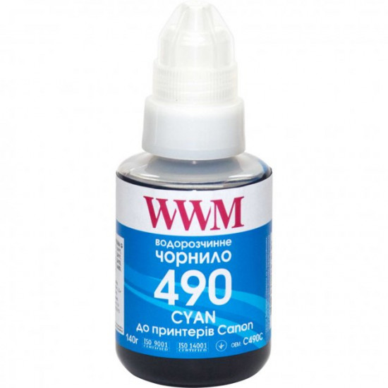  Чернила для Canon PIXMA G2010 WWM 490 Cyan 140г C490C