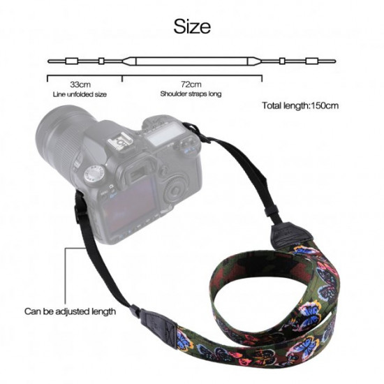 Neck Strap for Puluz Camera Nylon Universal Green with Butterfly Pattern (mrk2018)