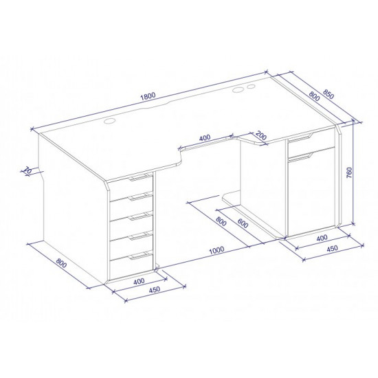 Gaming table with add-on Viking-4M Zeus white + black edge