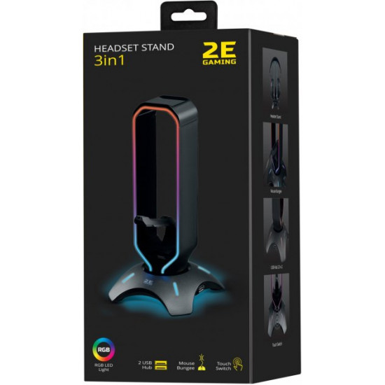 Підставка 3в1 для гарнітури 2E Gaming Headset Stand RGB USB Black (2E-GST310UB)