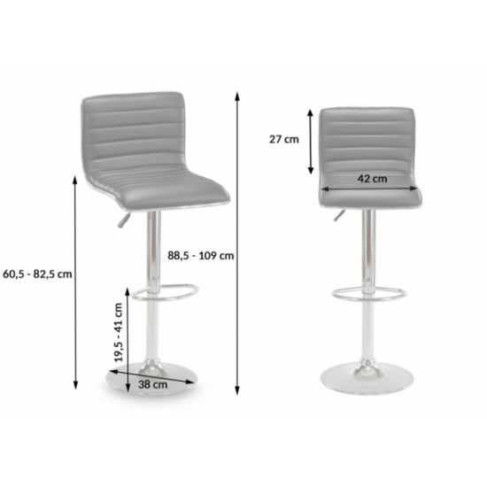 Bar stool Hoker ESTERO with footrest and seat height adjustment Black