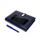 Notepad, business diary with 16 GB flash drive and wireless charging with Powerbank pen (Blue)