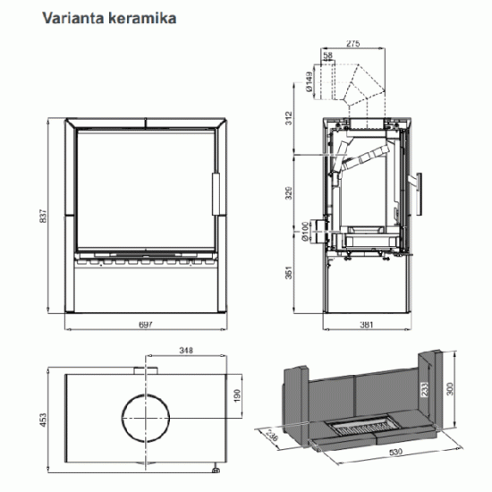 Казельна піч камін на дрова Haas+Sohn Jonsbo Сіра