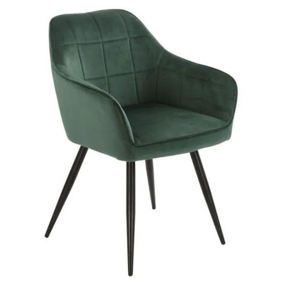 Chair for kitchen, cafe, bar M-62 black metal/emerald corduroy fabric Vetro Mebel