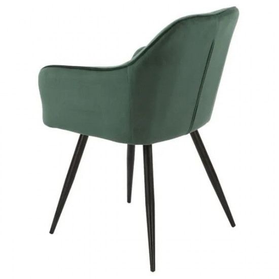 Chair for kitchen, cafe, bar M-62 black metal/emerald corduroy fabric Vetro Mebel