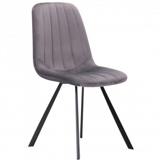 Chair for kitchen, cafe, bar Maine steel black/fabric velor monsoon gray AMF