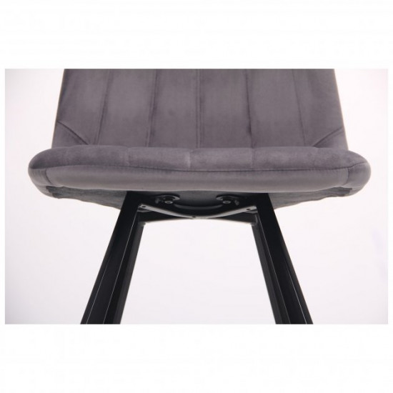 Chair for kitchen, cafe, bar Maine steel black/fabric velor monsoon gray AMF