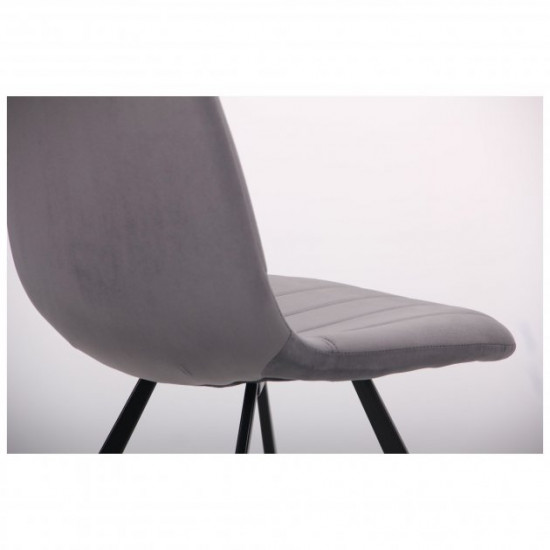 Chair for kitchen, cafe, bar Maine steel black/fabric velor monsoon gray AMF