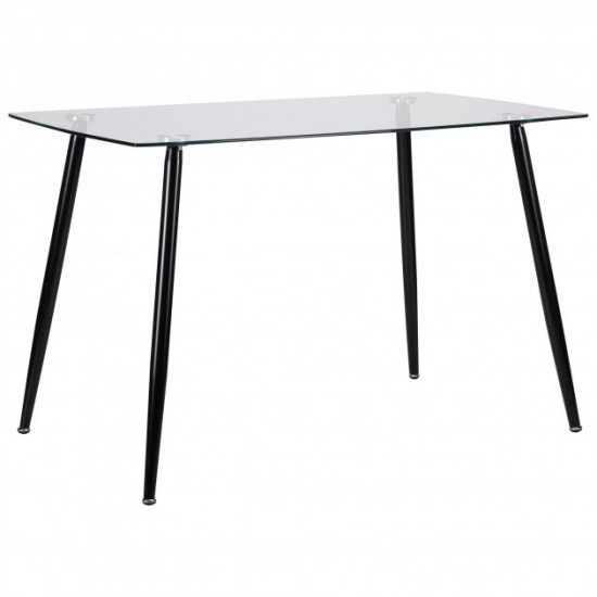 Dining table for kitchen, cafe, restaurant Umberto black steel/transparent glass AMF