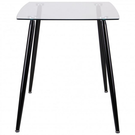 Dining table for kitchen, cafe, restaurant Umberto black steel/transparent glass AMF