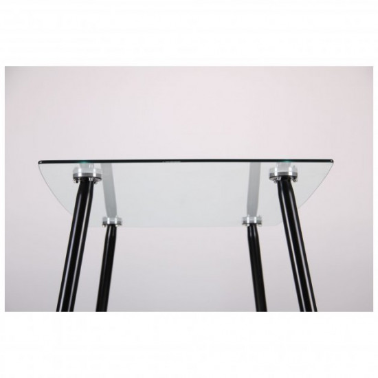 Dining table for kitchen, cafe, restaurant Umberto black steel/transparent glass AMF