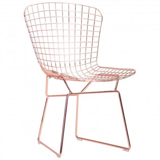 Metal chair for kitchen, cafe, bar Birdcage Rubi rose gold steel pink AMF