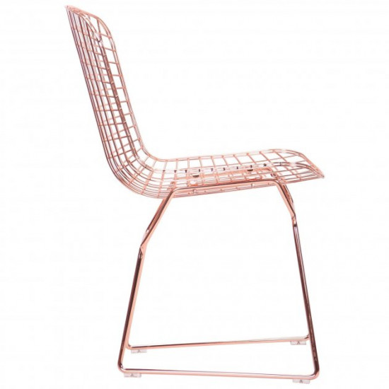 Metal chair for kitchen, cafe, bar Birdcage Rubi rose gold steel pink AMF