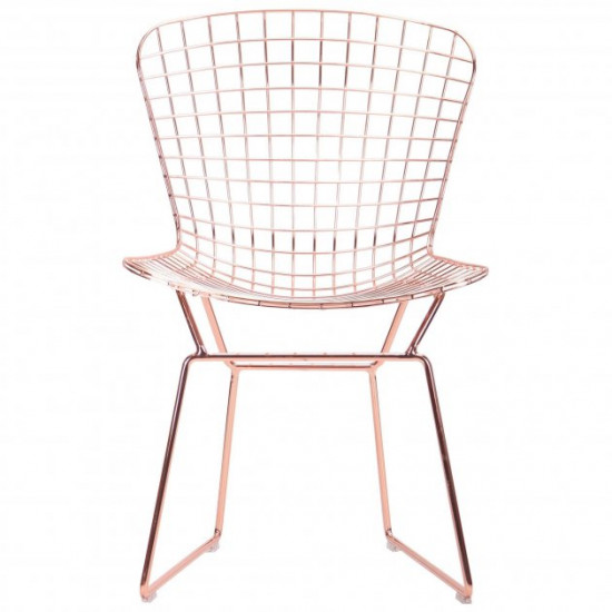 Metal chair for kitchen, cafe, bar Birdcage Rubi rose gold steel pink AMF