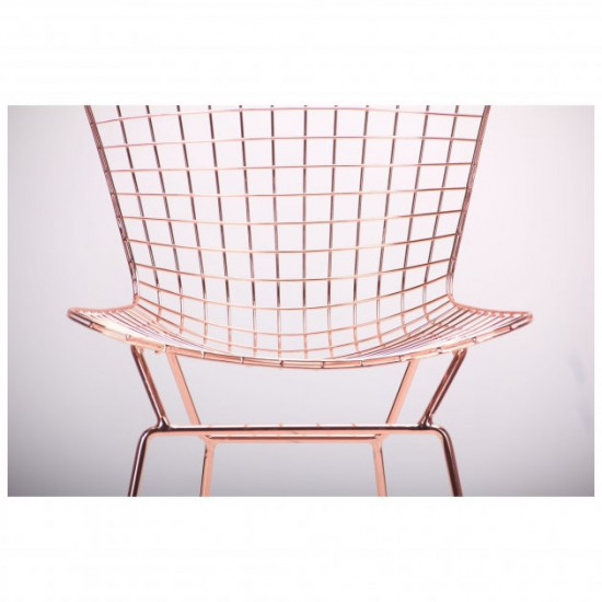 Metal chair for kitchen, cafe, bar Birdcage Rubi rose gold steel pink AMF