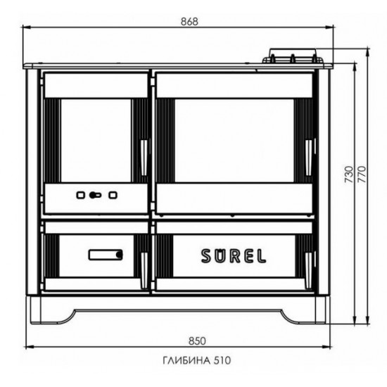 Heating and cooking stove-fireplace Duval EK-5136BL (BLACK EDITION)