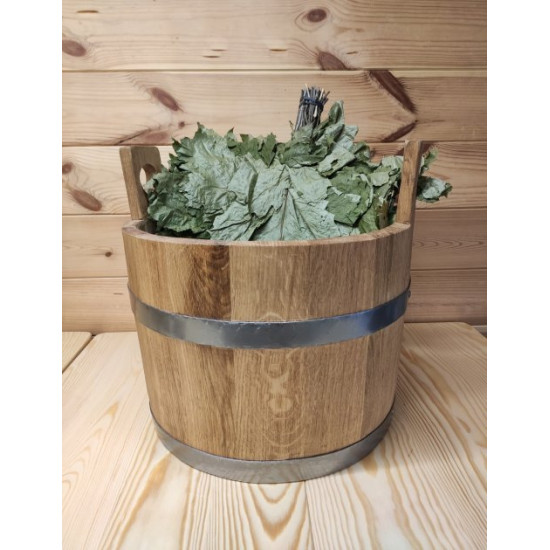 Oak bucket for bath or sauna with stainless steel hoops 25 l