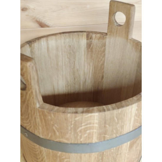 Oak bucket for bath or sauna with stainless steel hoops 25 l