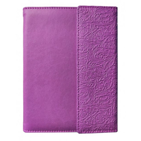 Diary in an elite cover with embossing, undated A5, with compartments for documents, lilac