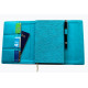 Diary in a luxury cover with embossing, undated A5, with compartments for documents, turquoise