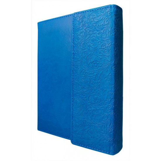 Diary in an elite cover with embossing, undated A5, with compartments for documents, blue