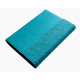 Diary in a luxury cover with embossing, undated A5, with compartments for documents, turquoise