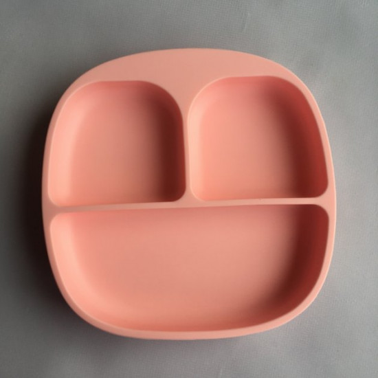 Children's sectional silicone plate with suction cup rose quartz