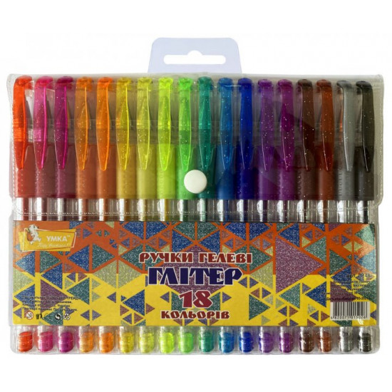 Set of gel pens Umka Glitter Multi-colored 18 pcs (4820071015026)